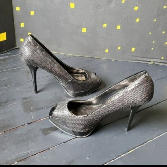 Steve Madden Black Sequin Heels KARRO - Picture 7 of 8